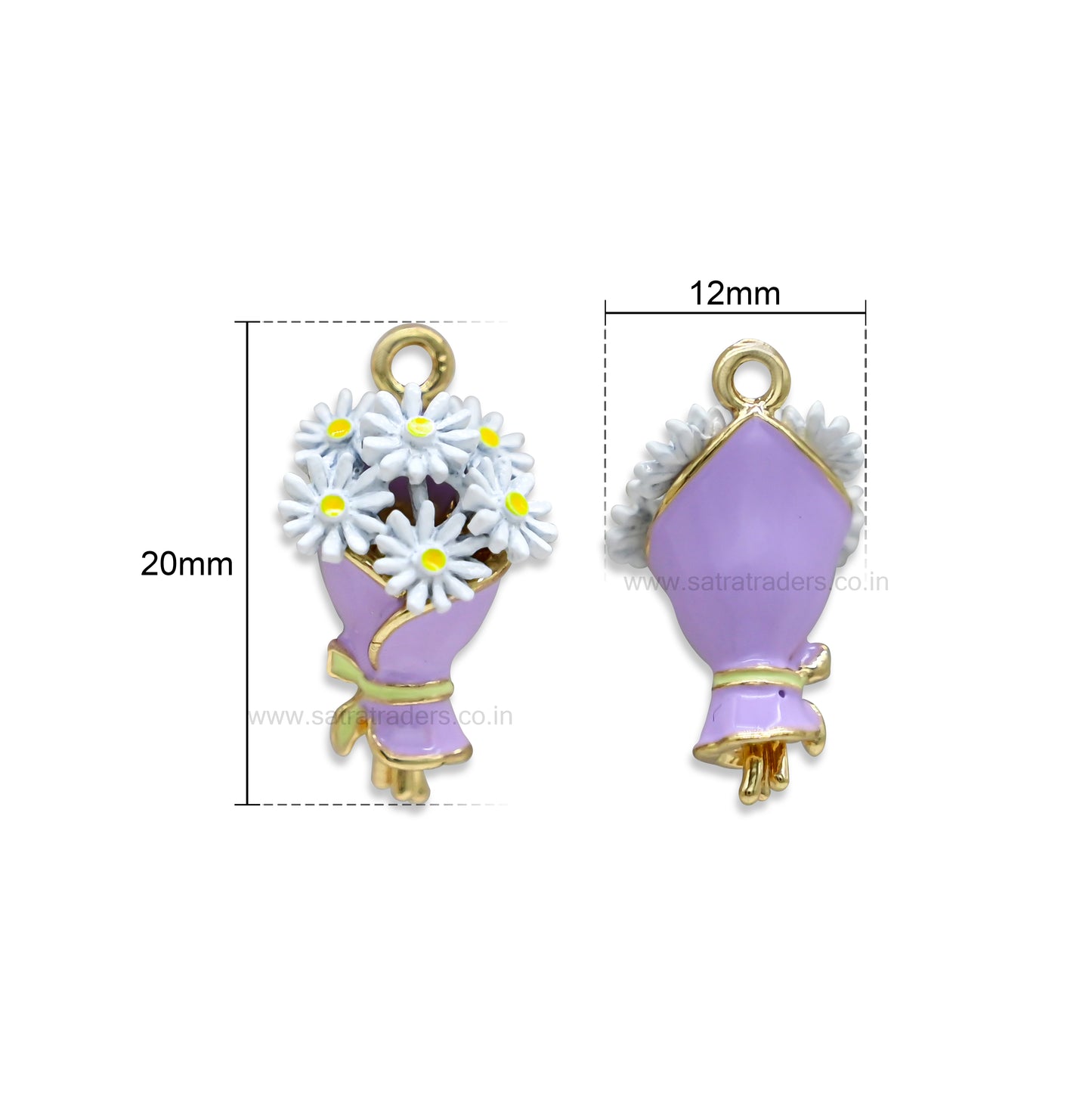 Daisy Flower Bouquet Charm Pendant | Size : 20mm | Qty : 1pcs | CHE183