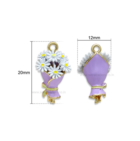 Daisy Flower Bouquet Charm Pendant | Size : 20mm | Qty : 1pcs | CHE183