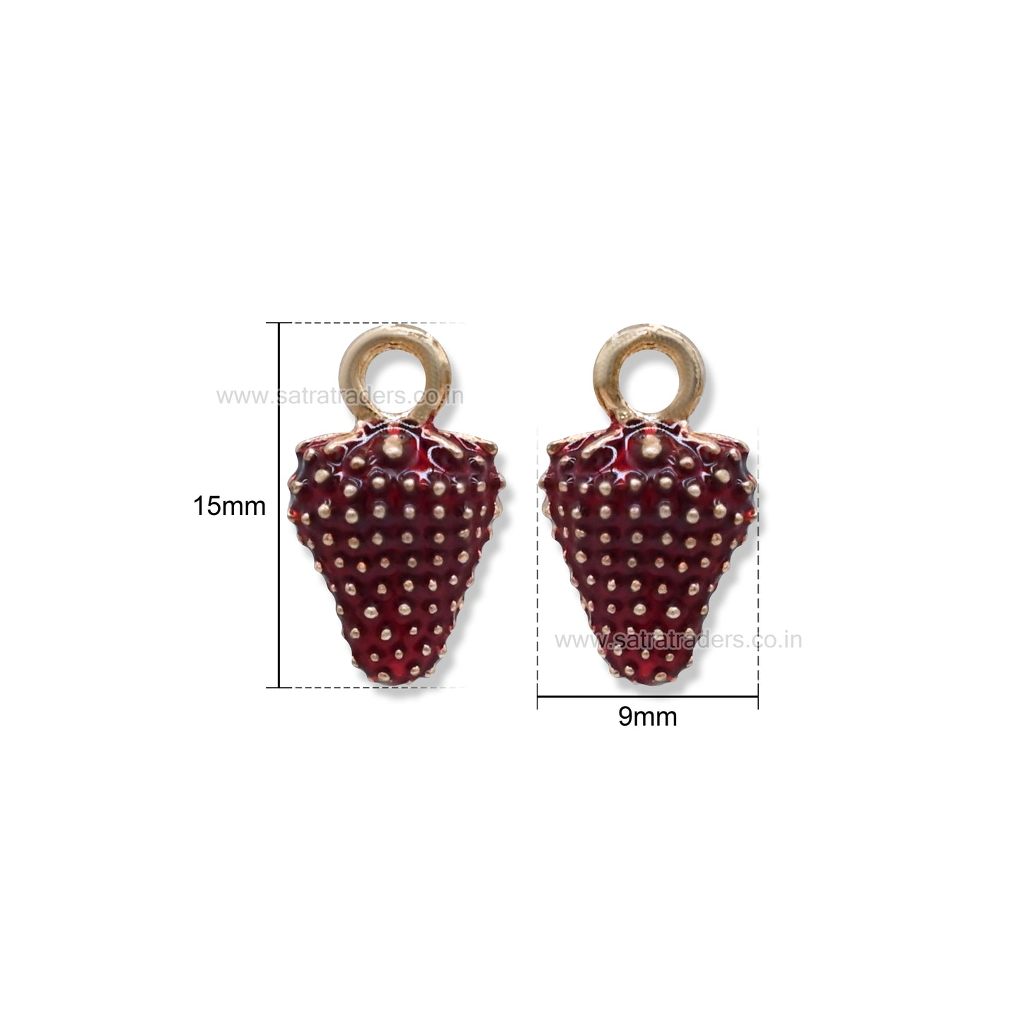Strawberry Fruit Charm Pendant | Size : 15mm | Qty : 6pcs | CHE186