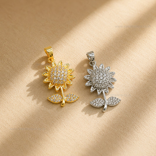 Sunflower Anti-Tarnish Charm | Size : 27mm | Qty : 1pc | CHL180