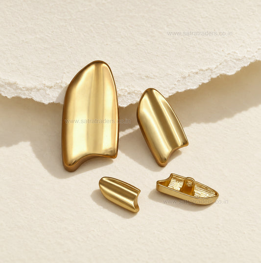 Matte Gold Irregular Asymmetric Metal Shank Buttons with Loop