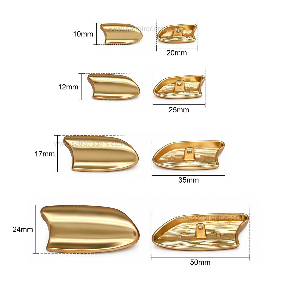 Matte Gold Irregular Asymmetric Metal Shank Buttons with Loop