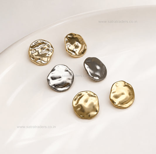 Molten Metal Shank Buttons with Loop | Size : 15mm | Qty : 6pcs