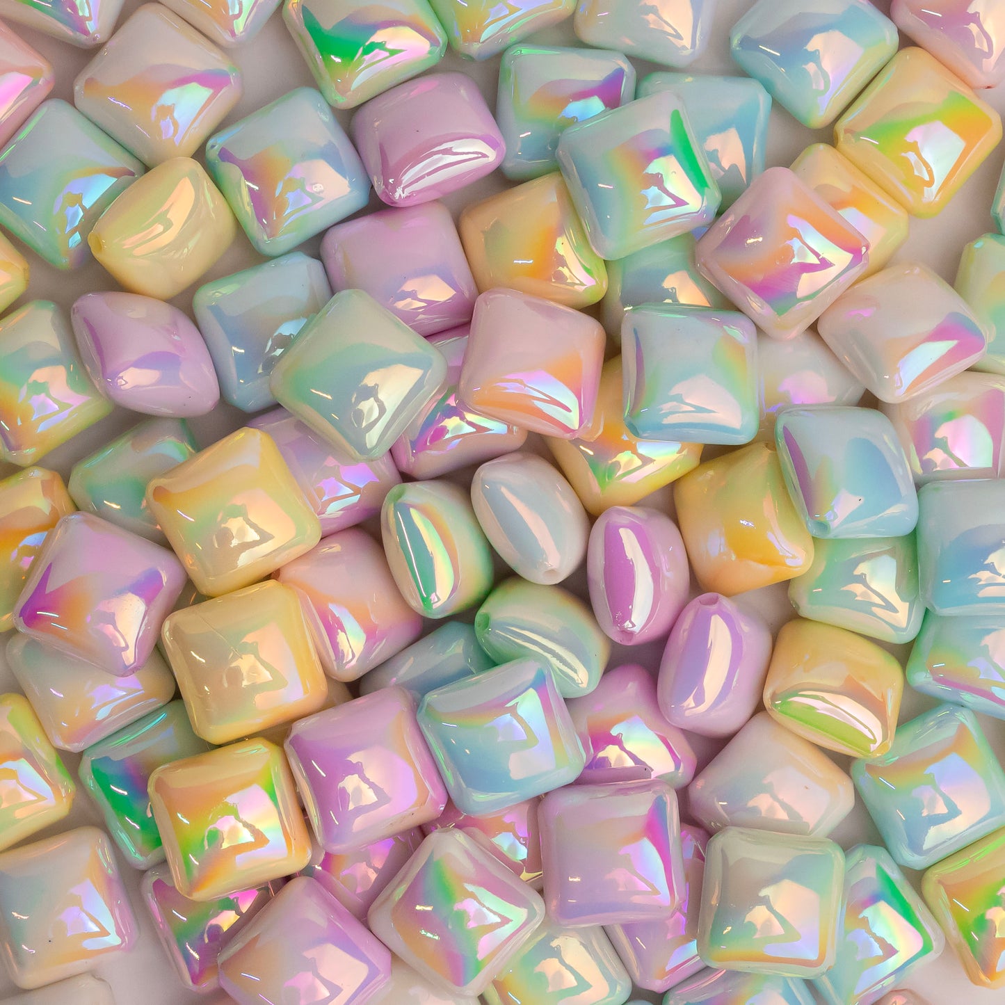Assorted Shiny Square Plastic Beads | Size: 25mm | Qty: 10pcs (High Quality) | PB78