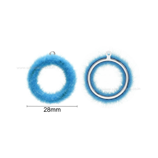 Fuzzy Fur Ring Pendant with Loop | Size : 28mm | Qty : 20pcs