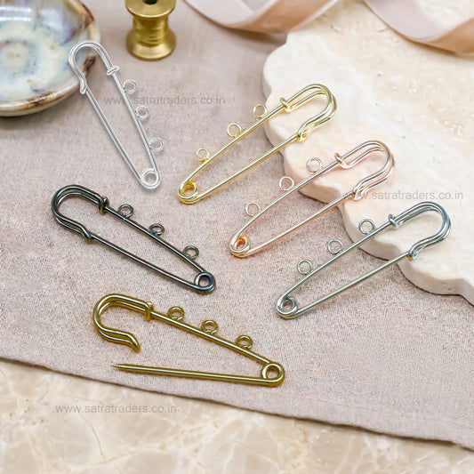 Safety Brooches Pins with 3 Loops | Qty : 6pcs | BP11