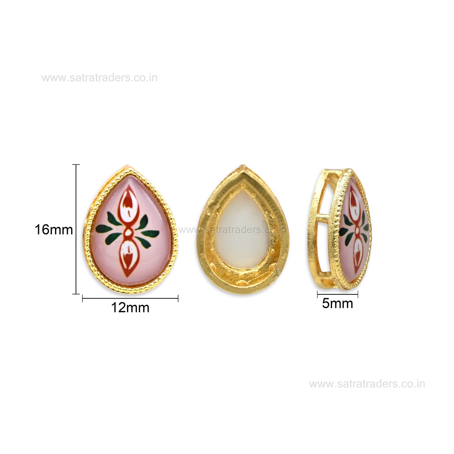 Teardrop Meenakari Beads | Size : 16mm | Qty : 12pcs | MKB115