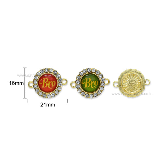 Bro Designer Stone Rakhi Connector Meenakari Beads | Size : 16mm | Qty : 12pcs | MKB117