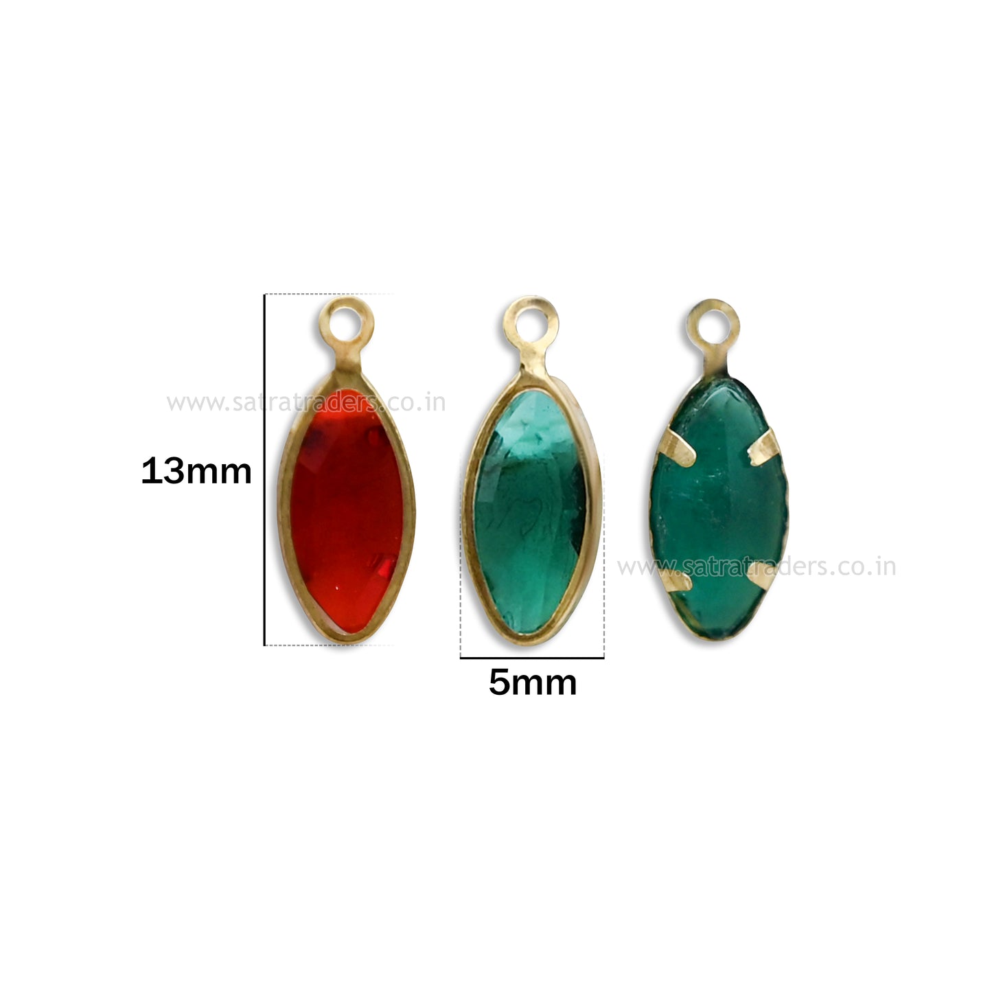 Marquise Shape Glass Beads with Brass Loop | Size : 5mm | Qty : 100pcs | GB80