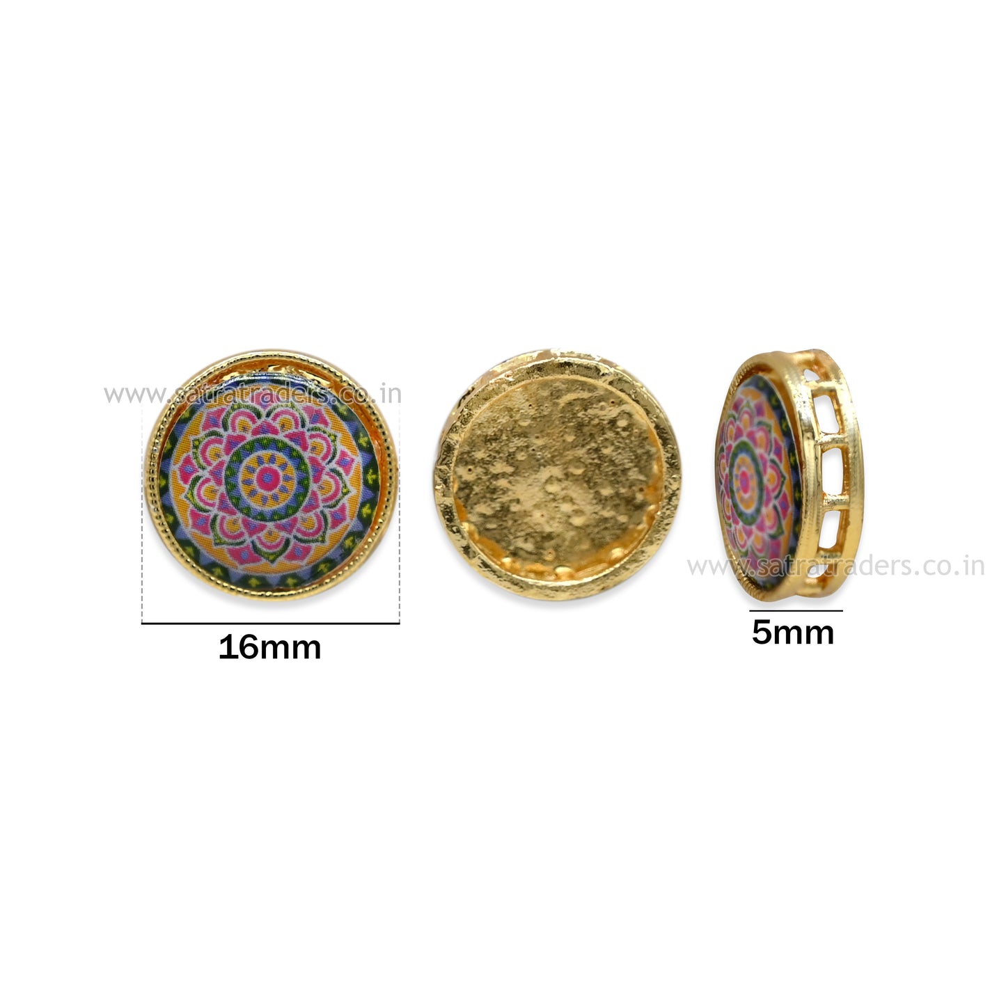 Meenakari Mandala Designer Beads | Size : 16mm | Qty : 12pcs | MKB120