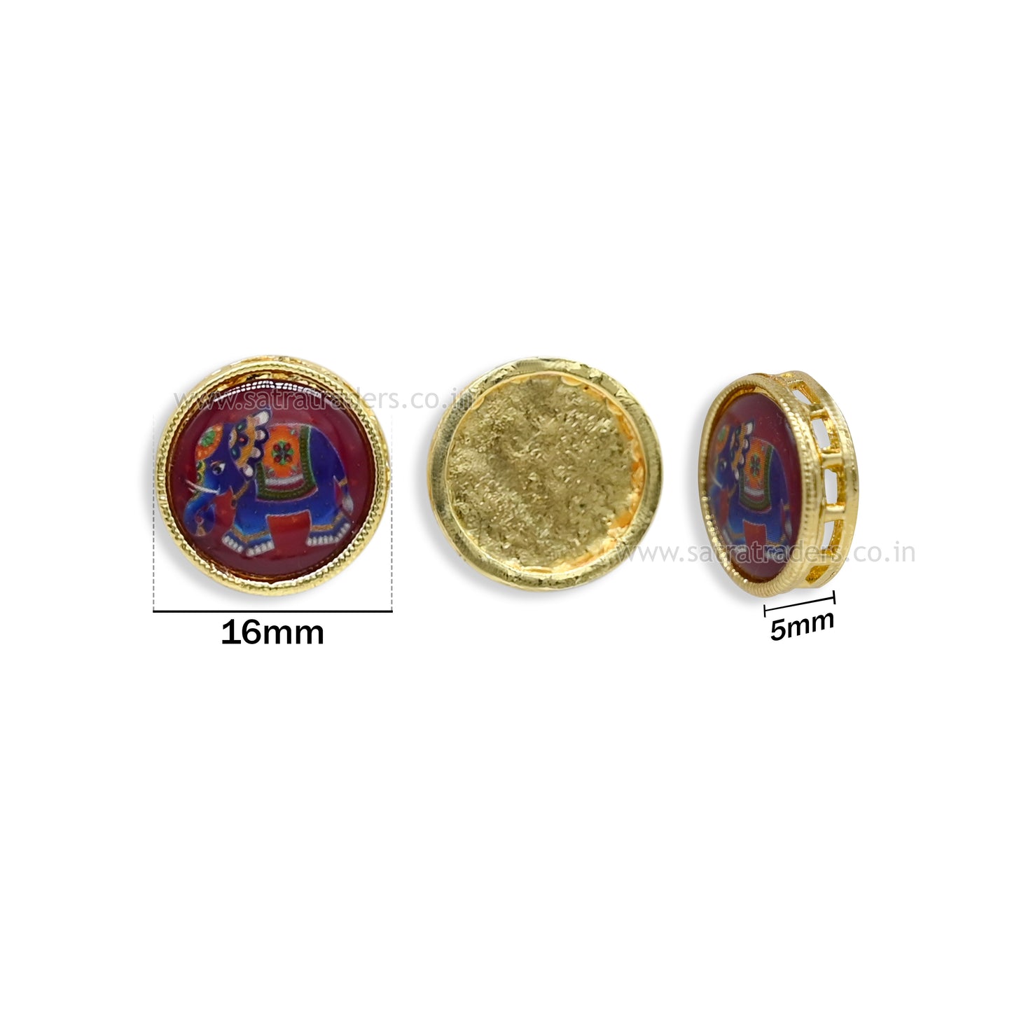 Meenakari Elephant Designer Beads | Size : 16mm | Qty : 12pcs | MKB118