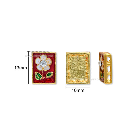 Meenakari Flower Spacer Bead | Size : 13mm | Qty : 12pcs | MKB124