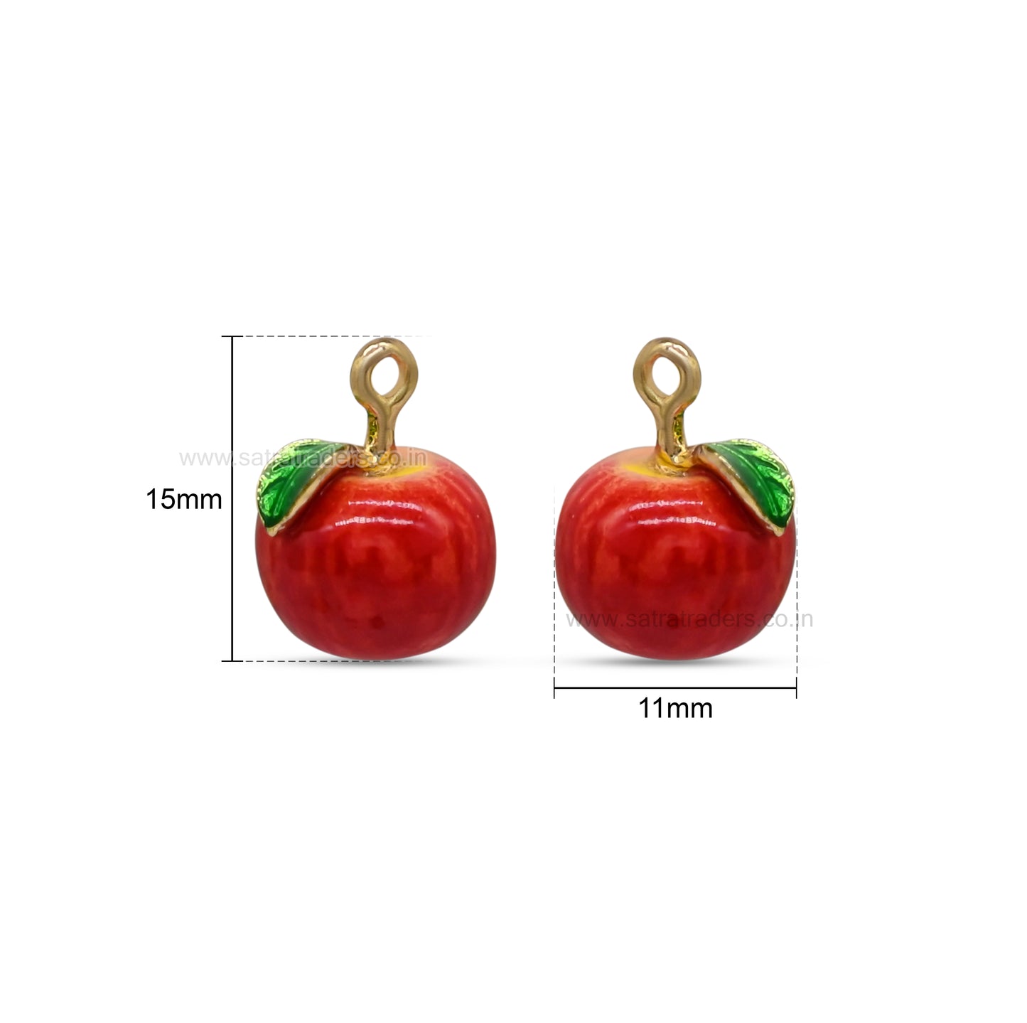 Red Apple Fruit Charm Pendant | Size : 15mm | Qty : 1pc | CHE191