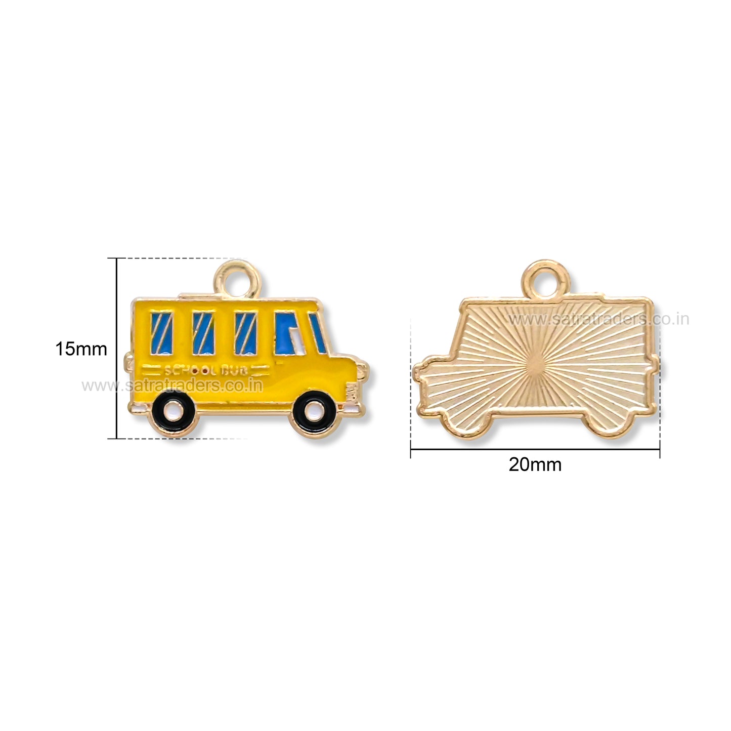 Yellow Enamel School Bus Charm Pendant | Size : 15mm| Qty : 10pcs | CHE200