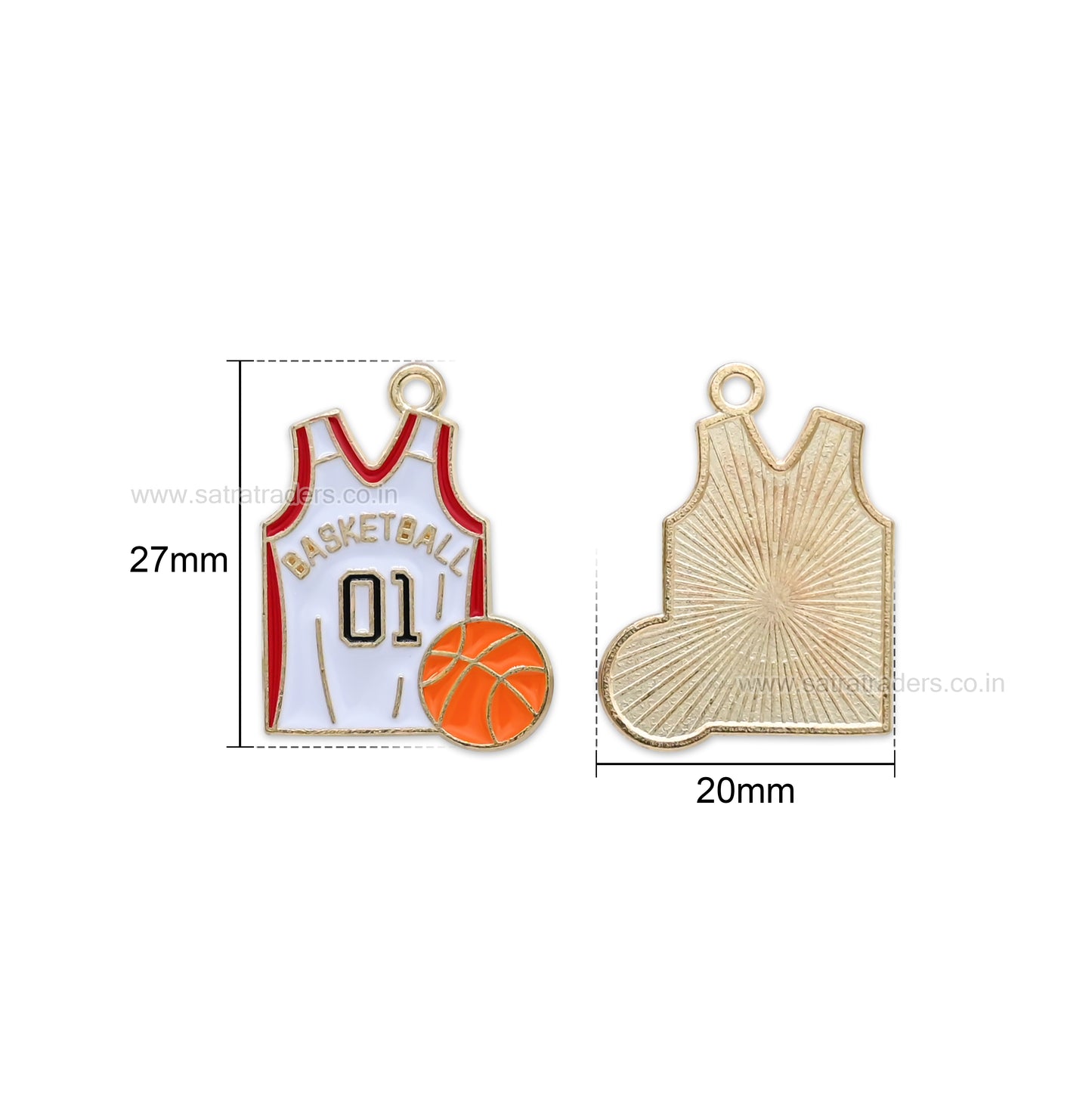Basketball Jersey Enamel Charm | Size : 20mm | Qty : 10pcs | CHE203