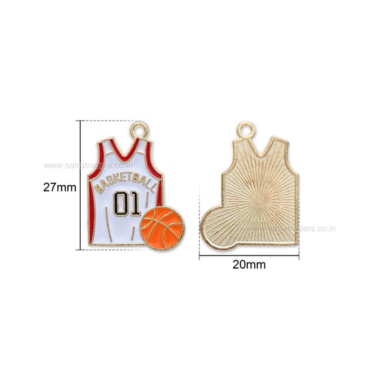 Basketball Jersey Enamel Charm | Size : 20mm | Qty : 10pcs | CHE203
