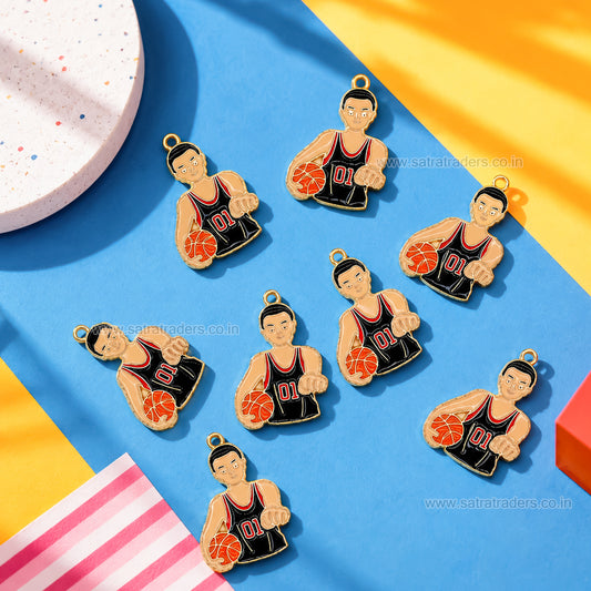 Basketball Player Enamel Charm | Size : 30mm | Qty : 10pcs | CHE206