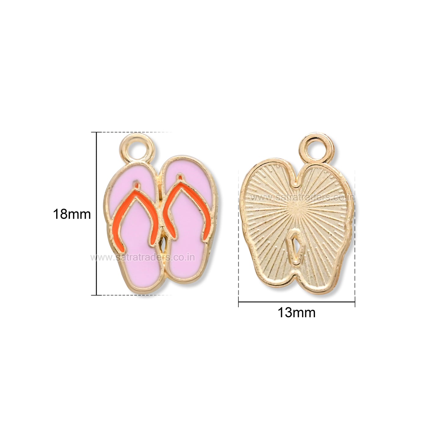 Pink Enamel Flip Flop Slipper Charm | Size : 18mm | Qty : 10pcs | CHE220