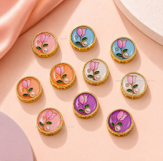 Meenakari Tulip Beads | Size : 16mm | Qty : 12pcs | MKB123
