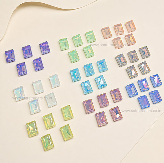 Opaque flatback Rectangular Glass Stones | Qty : 20pcs | Size : 14X10mm | GB84