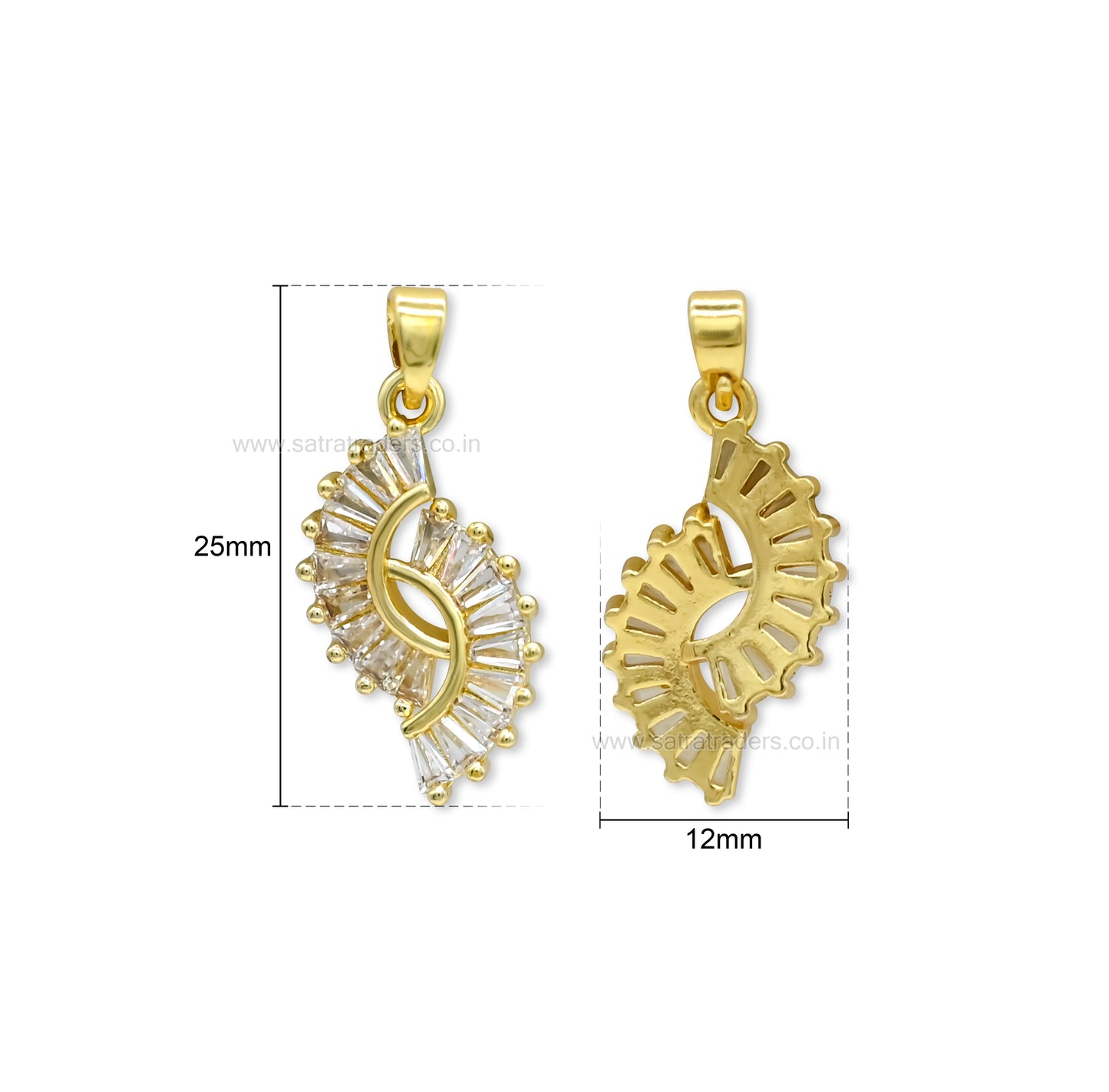White Baguette Cut Crystal Anti-Tarnish Charm | Size : 25mm | Qty : 1pc