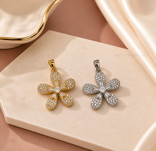 Crystal Flower Anti-Tarnish Charm | Size : 25mm | Qty : 1pc | CHL172