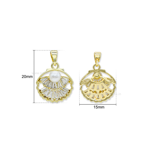 Pearl Accent Baguette Fan Anti-Tarnish Charm | Size : 20mm | Qty : 1pc | CHL176