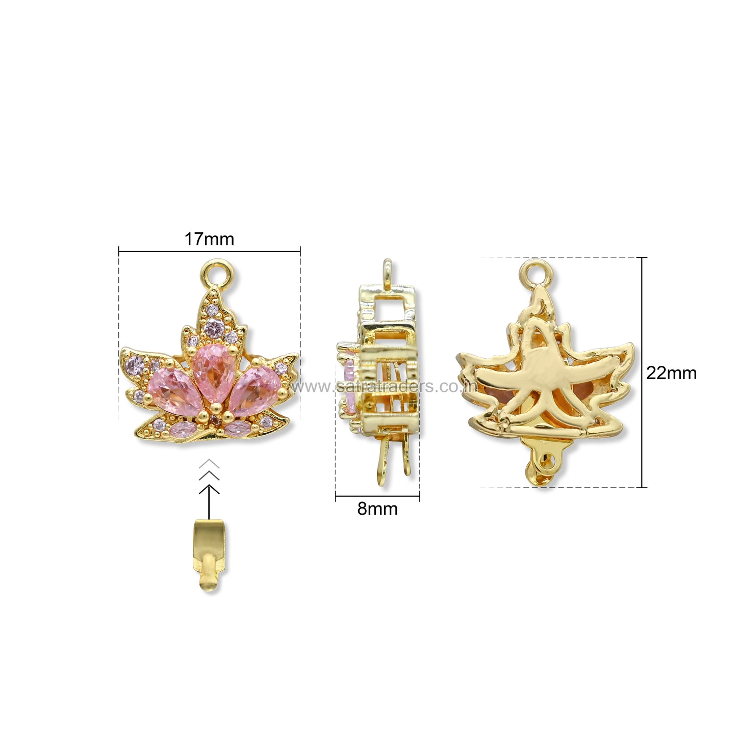 High Quality Maple Leaf Shape Brass Connector Charm With clip-on | Size : 22mm | Qty : 1pc | BC25