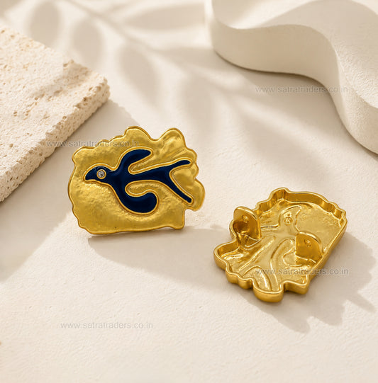Enamel Flying Bird Plaque Button with 2 Loop | Qty : 2pcs | G-1-23