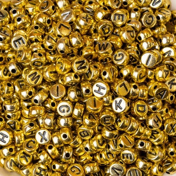 Round Alphabet Plastic Beads | Size : 7mm | PB115