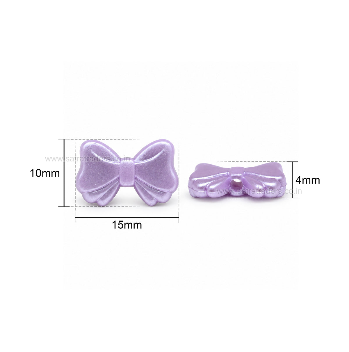 Assorted Pastel Acrylic Bow Beads | Size : 10mm | PB52