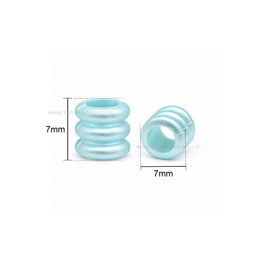 Assorted Pastel Acrylic Ribbed Barrel Beads | Size : 7mm | PB53