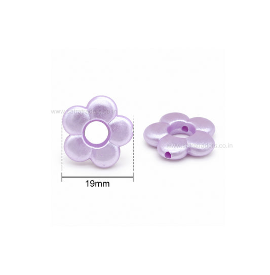 Assorted Pastel Acrylic Hollow Center Flower Beads | Size : 19mm | PB54