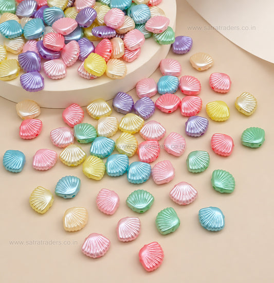 Assorted Pastel Acrylic Seashell Beads | Size : 10mm | PB58