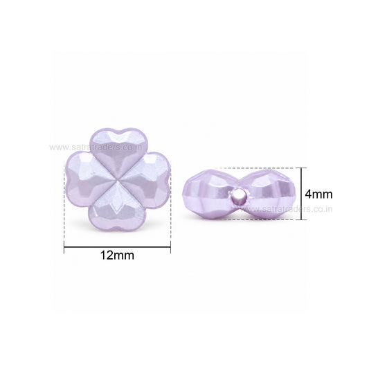 Assorted Pastel Acrylic Four-Leaf Clover Beads | Size : 12mm | PB59