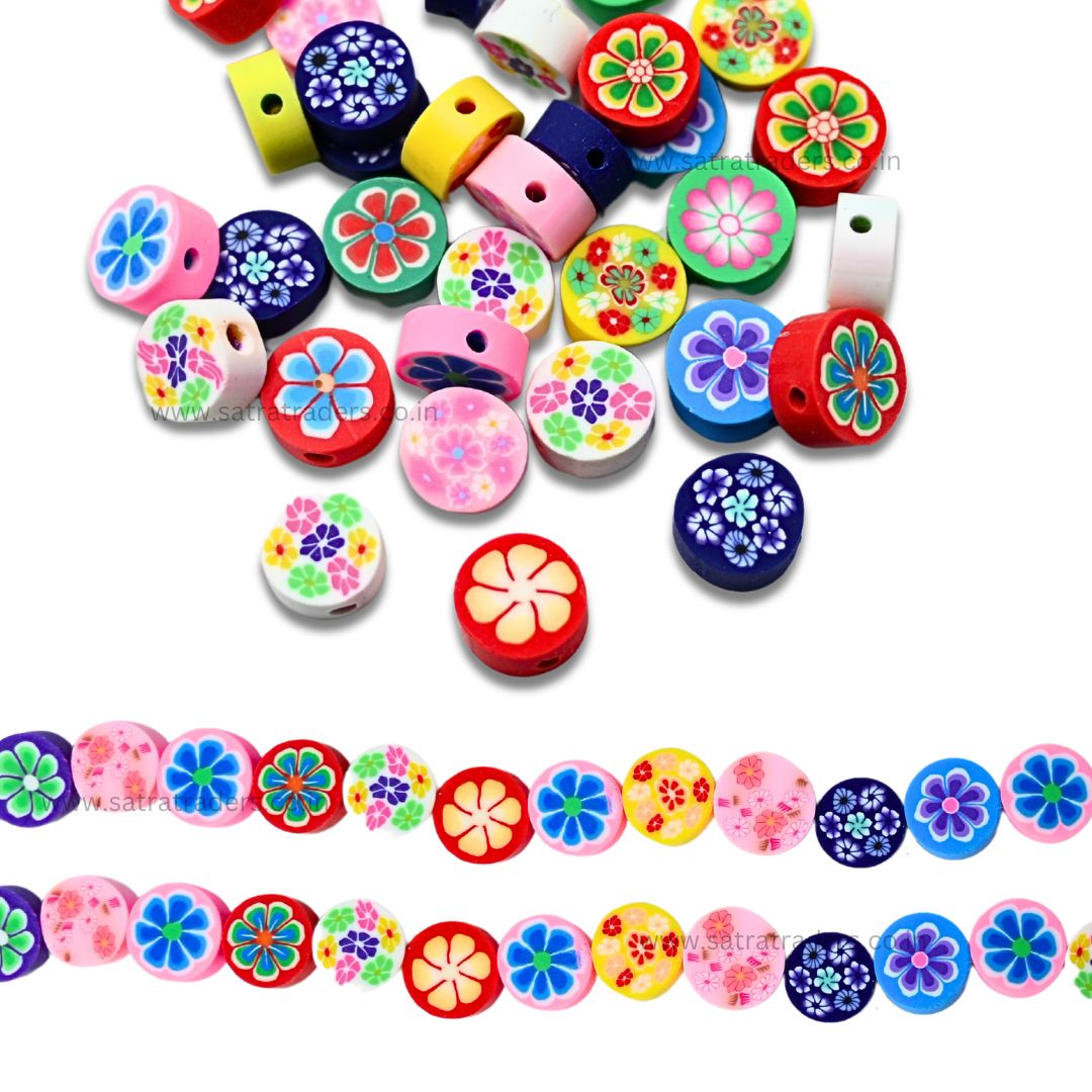 Polymer Clay Fimo Beads | Size: 6mm (W) Thickness 2mm | 1string 40pcs | FB17