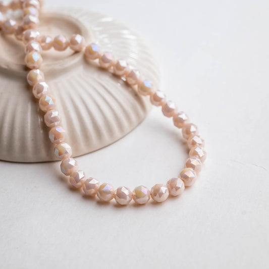 Sparkling Champagne Faceted Beads | Size : 8mm | Qty : 1 line-approx 72pcs | GB25