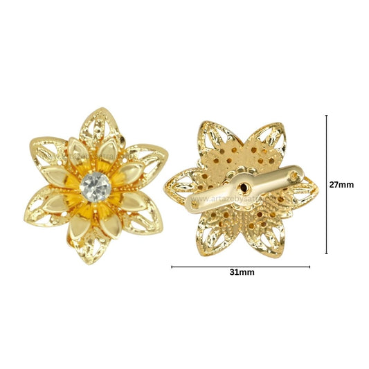 Stone Flower Metal Art | Size : 27mm | Qty : 20pcs | MA368