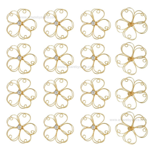 Stone Flower Metal Art | Size : 43mm | Qty : 10pcs | MA370