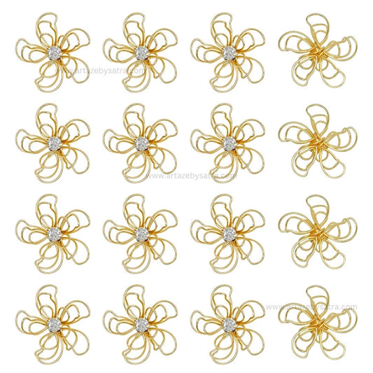 Stone Flower Metal Art | Size : 67mm | Qty : 6pcs | MA375