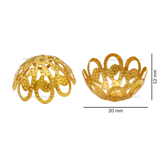 Designer Metal Beads Cap | Size : W-20mm H-12mm | Qty : 500g | MC30