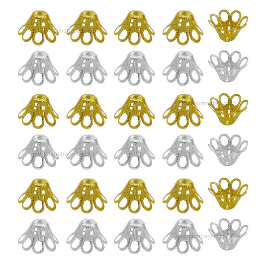Designer Metal Beads Cap | Size : W-15mm H-9mm | Qty : 500g | MC35
