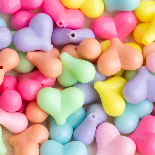 Heart Pastel Plastic Beads | Size : 21mm