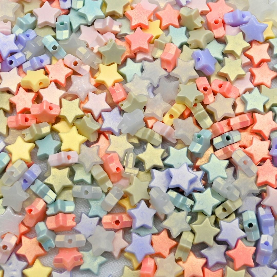 Glossy Matte Star Plastic Beads | Size: 12mm | PB12