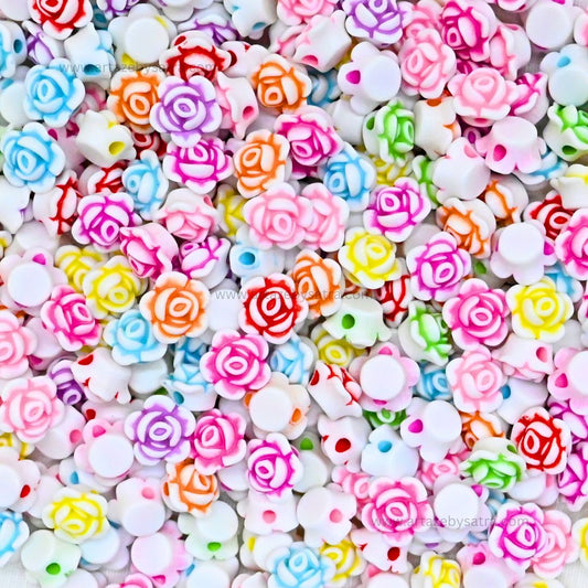 Assorted Rose Flower Beads | Size : 12mm | PB224