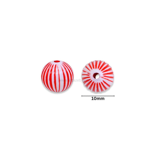 Assorted Striped Round Beads | Size : 10mm | PB226