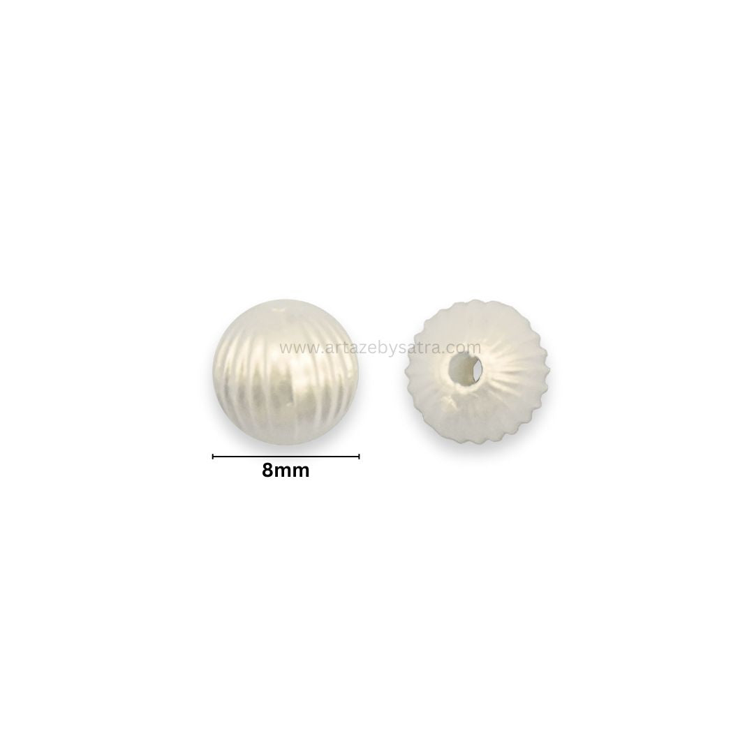 2 Hole Textured Round Pearlized Beads | Size : 8mm | PPB86