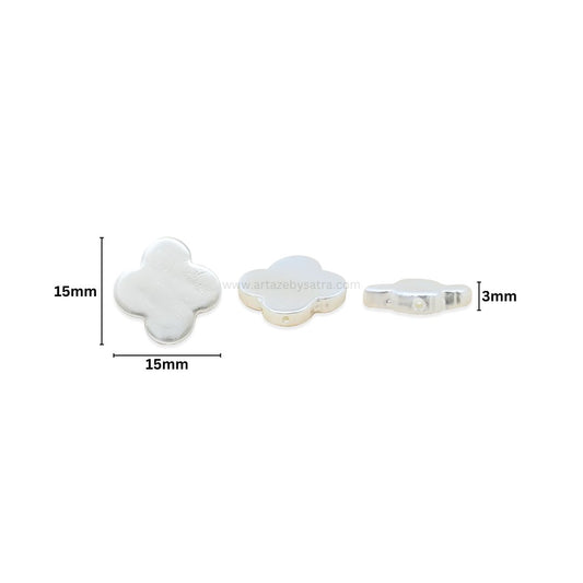 White MOP Clover Beads | Size : 15mm | Qty : 1 line- approx 27 beads | GB74