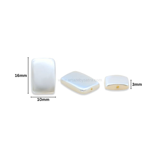 White MOP Rectangle Beads | Size : 16mm | Qty : 1 line- approx 25 beads | GB71
