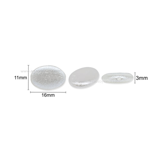 Crushed Oval Pearl Finish Flatback Beads | Size : 11mm | PPB120